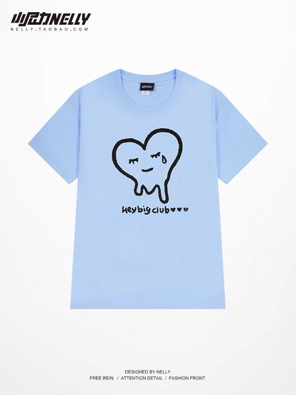 Retro hiphop European and American street letter printing short-sleeved top men's summer ins tide brand loose cotton t-shirt bf