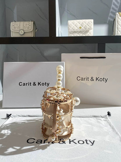 Carit Koty French niche bag 2023 new pearl portable box bag high-end dinner cosmetic bag