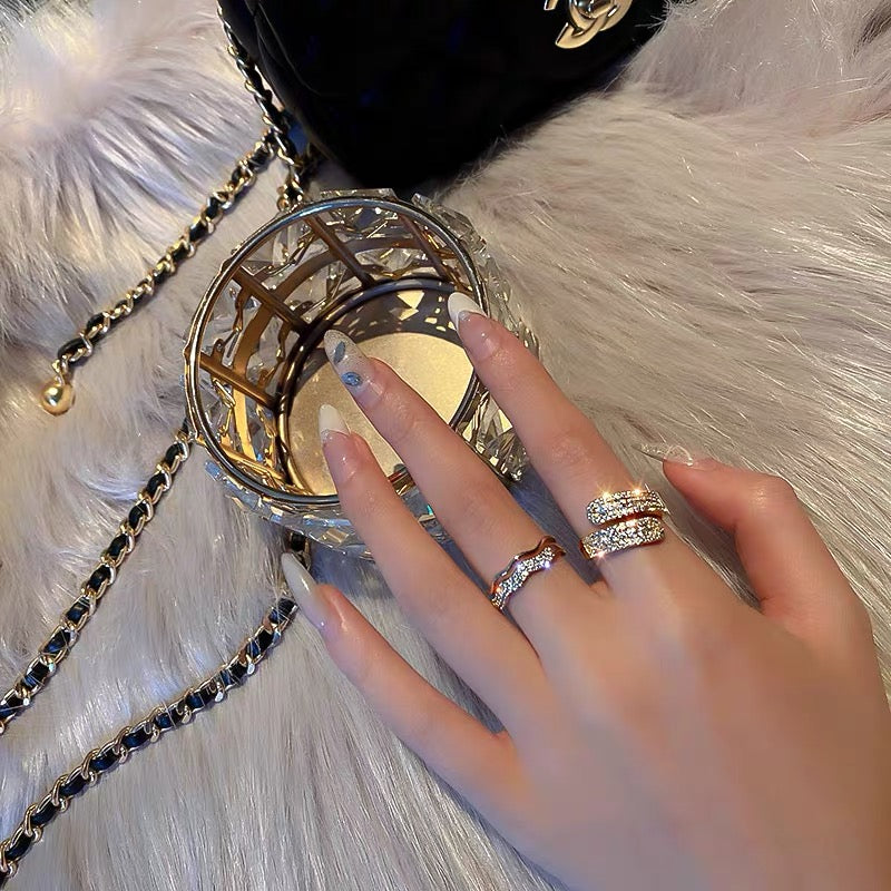 Real gold electroplating diamond open ring