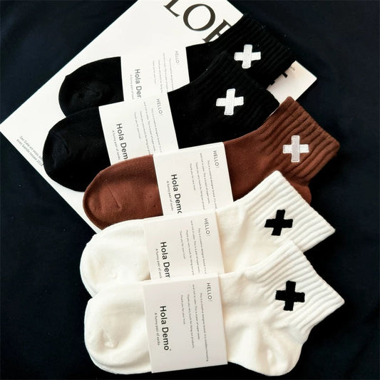 Socks men's mid-tube socks pure cotton deodorant sweat-absorbent black short socks men's trendy ins women's socks white sports socks boys