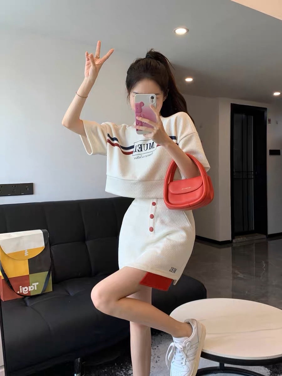 MUEL original casual sports suit women's spring 2023 new design sense niche fashion skirt two-piece set (S037)