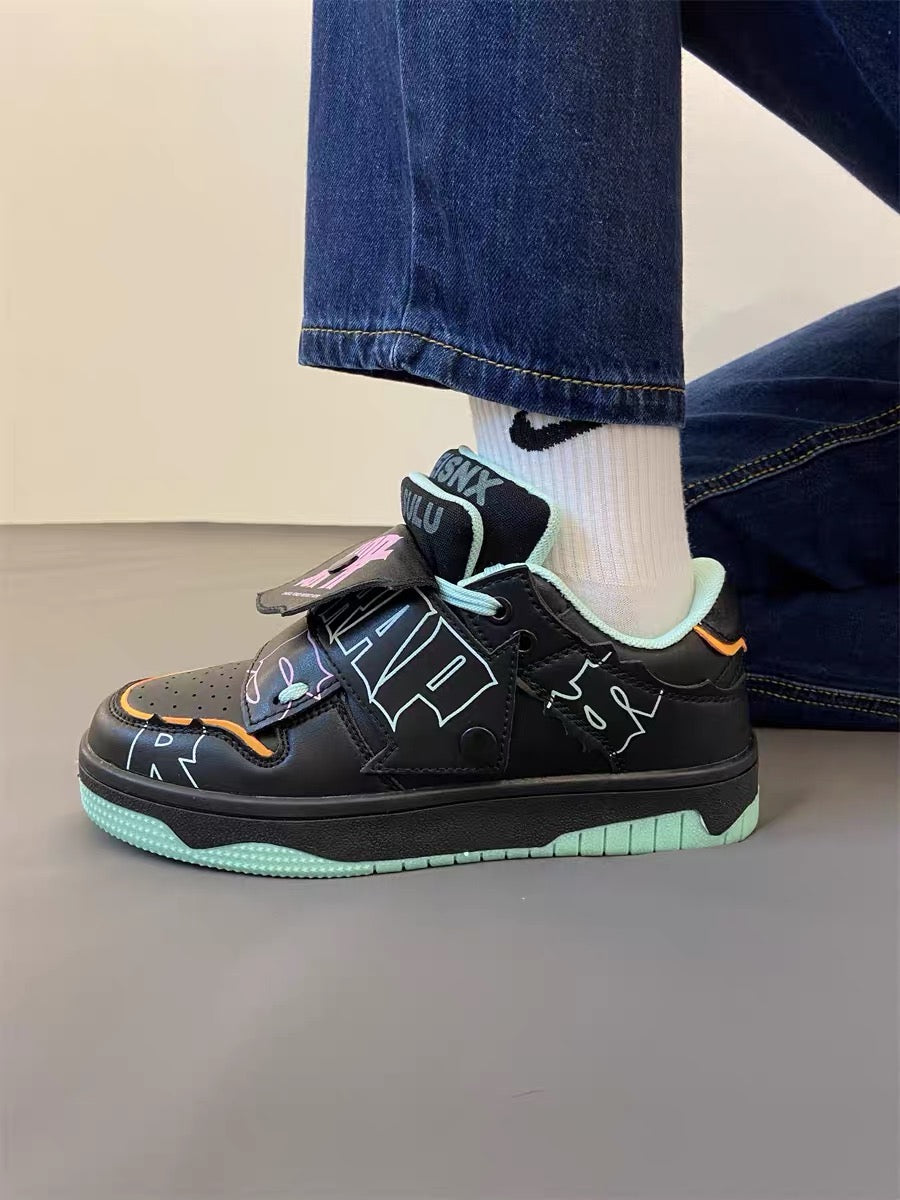 National trend couple style chic trendy double tongue dark green bread shoes niche original thick-soled men's and women's sports skateboard shoes