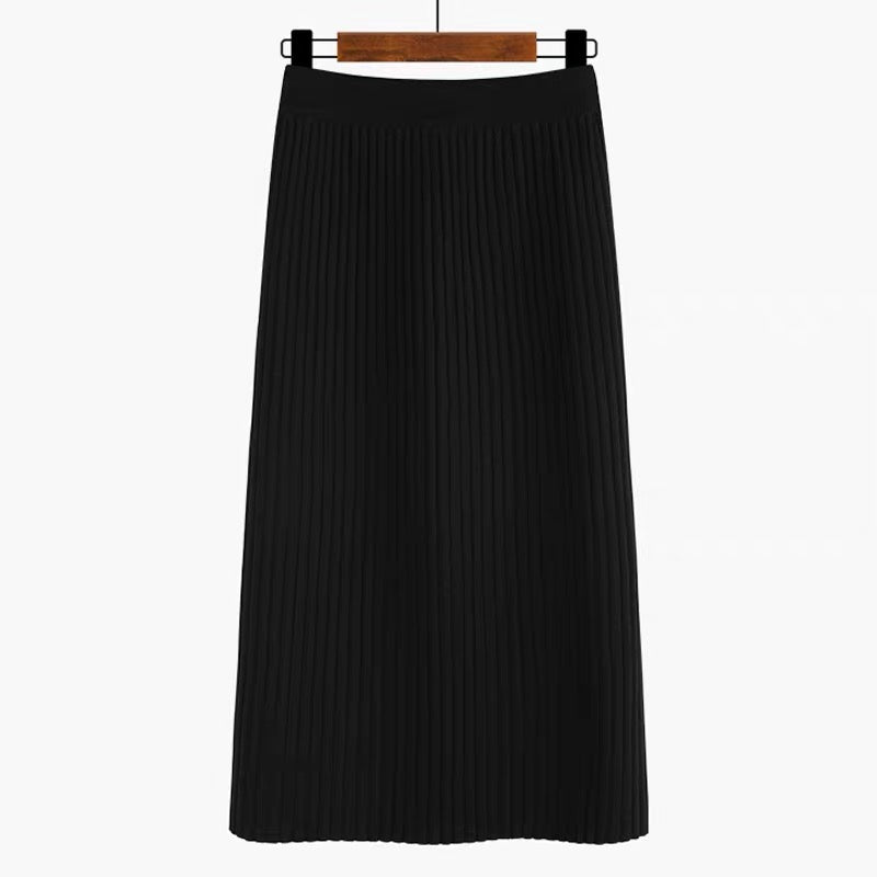 High-end thickened turtleneck lace-up sweater for women 2023 autumn and winter new high-waist hip-covering knitted skirt two-piece set (S0344)