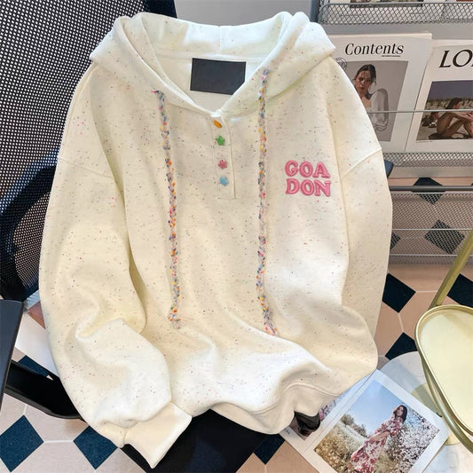 Milk fufu blue striped angel puppy sweater coat women's autumn and winter gentle Japanese style thick hooded knitted cardigan