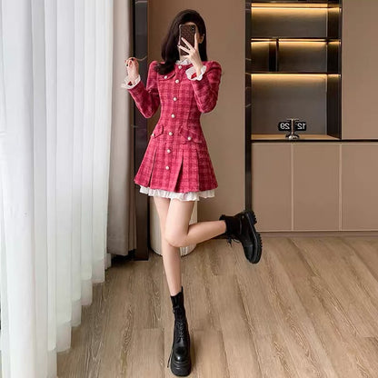 Autumn clothing for women 2023 new complete set of high-end women's French autumn long-sleeved dress for small people