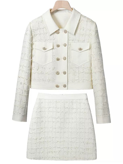 Miss DG Design High-end Small Fragrance Fashion Suit Skirt Women's 2024 Spring Style Lady Short Jacket Half Skirt