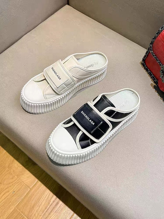 Uncle MJ Korean version Baotou half-slippers women's summer new style outerwear comfortable all-match thick-bottomed heelless casual shoes