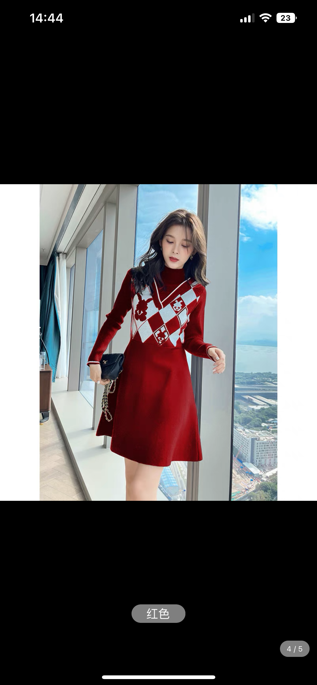 Autumn clothing 2023 new French salt knitted Klein blue dress winter high-end skirt for women autumn and winter T2355