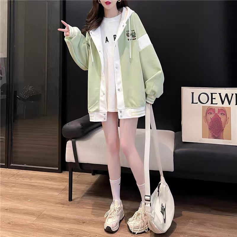 2023 New Lazy Style Hooded Cardigan Women's Loose Casual Versatile Korean Style Design Jacket