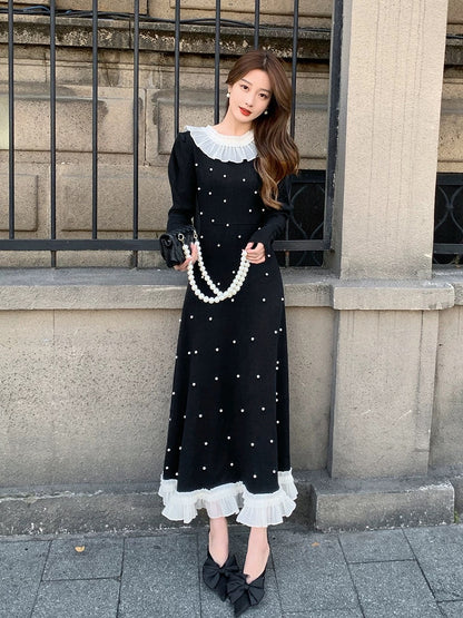 [01.22 New Products 5% Off] French Temperament Dress for Women 2024 New Lotus Leaf Collar with Long Skirt