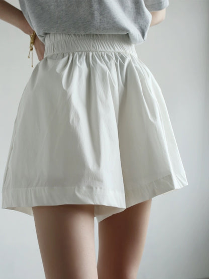 Warmo good version French bud design 2024 summer loose white wide-leg shorts women's casual culottes