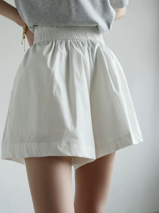 Warmo good version French bud design 2024 summer loose white wide-leg shorts women's casual culottes