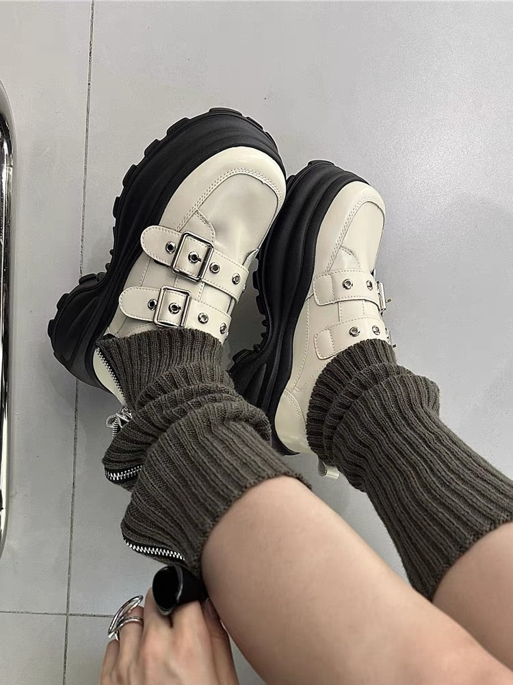 Bai Xiangni niche dad shoes for women 2023 autumn new thick sole increased belt buckle casual British style sports shoes