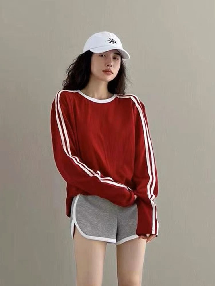 Red thin top and shorts suit, fashionable and age-reducing summer dress, Internet celebrity hot street casual sportswear two-piece set