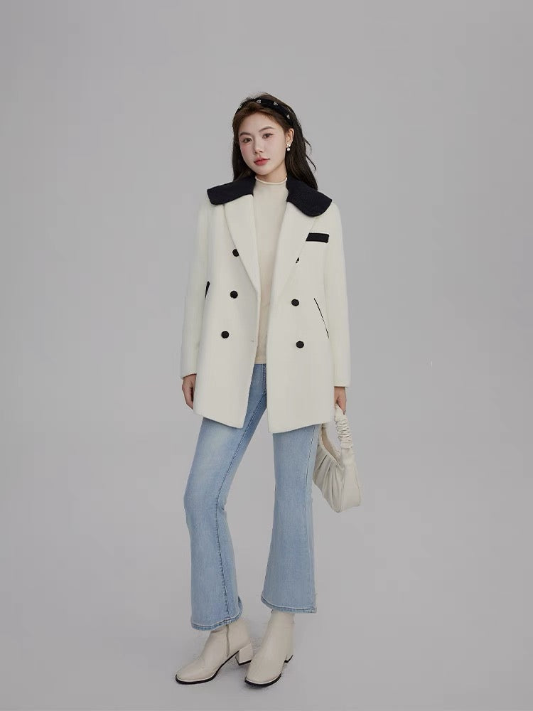 White clearance woolen coat