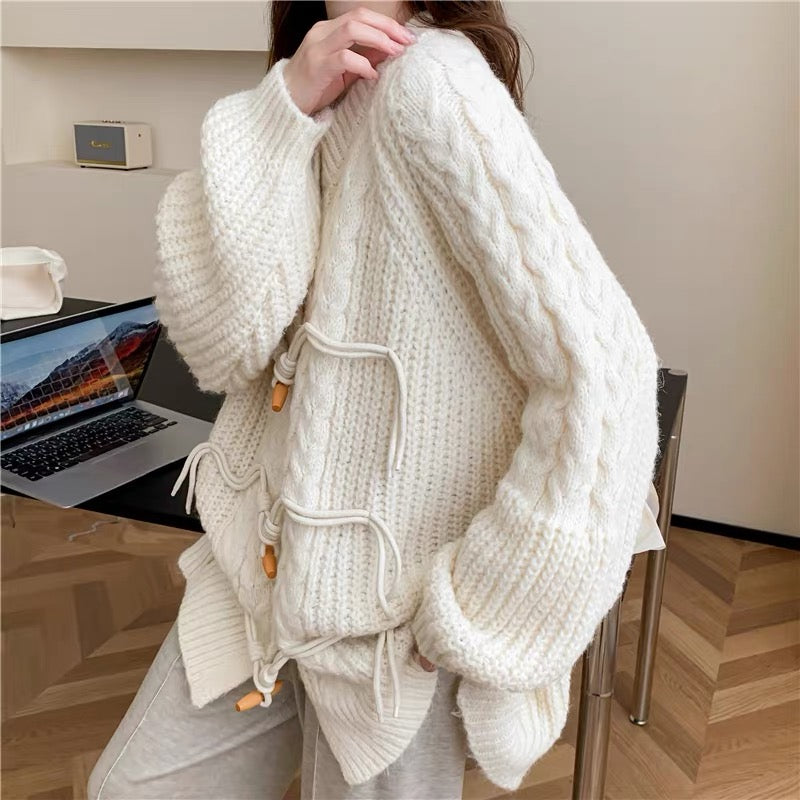 Loose and lazy style fashionable design knitted sweater cardigan for women 2023 new autumn style age-reducing jacket (S0614)