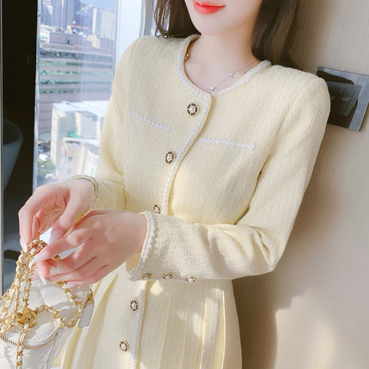 lolita small fragrant dress women's autumn and winter 2023 new style temperament small high-end sense waist slimming