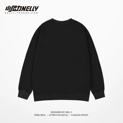 Trendy brand couple round neck sweatshirt for men and women oversize hip-hop street autumn and winter loose retro Japanese style printed jacket