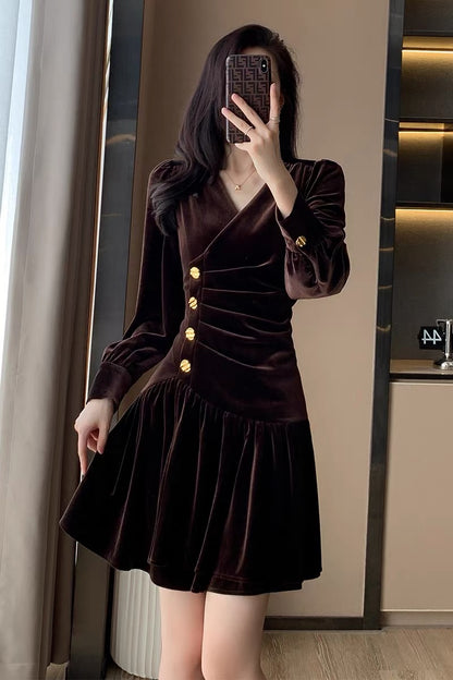 Spring 2023 new Christmas women's skirt French style velvet dress women's autumn and winter inner skirt