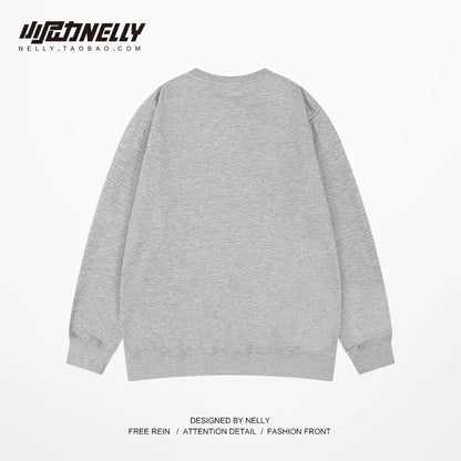 American hip-hop sweatshirt men's spring and autumn high street fashion brand heavy retro round neck jacket couple wear roofa top