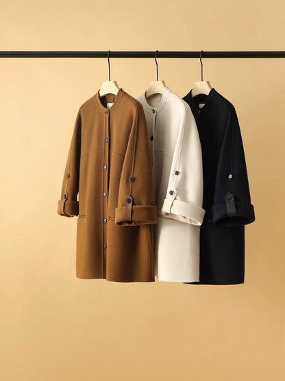 [DYG564459VG] Xiaohange L*V new winter style loose straight round neck woolen cashmere coat