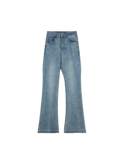 Retro micro-flare jeans for women in autumn, slim-fitting, high-waisted horse hoof pants, floor-length trousers, high street pants, trendy