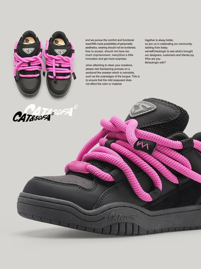 Cat & Sofa “Dreadlocks” Bread Sneakers 🥖👟 A niche retro street-style design with a chunky, cushioned feel for all-day comfort. Cool, bold, and easy to style—perfect for skating, casual fits, and everyday wear.