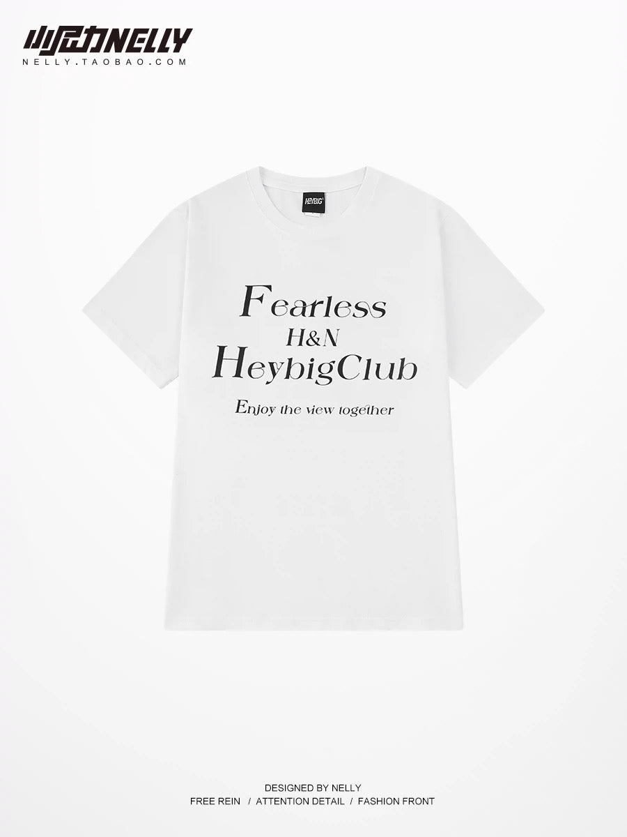 National trend European and American trend letter print short-sleeved T-shirt men and women oversize summer round neck half sleeve couple outfit