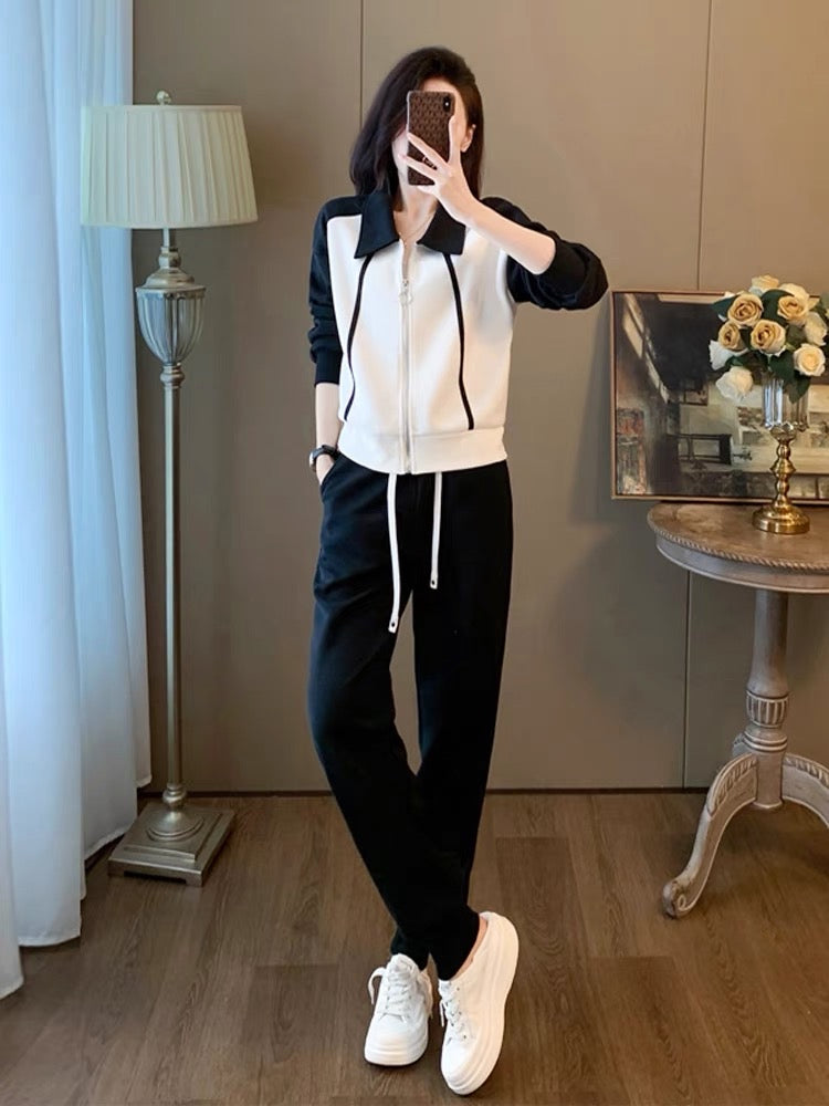 Internet celebrity street sports and leisure suit for women spring and autumn 2023 new fashion age-reducing temperament sweatshirt and sweatpants two-piece set
