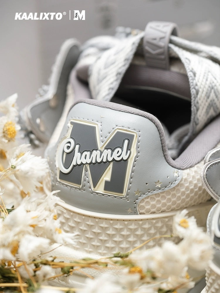KAALIXTO&MEDM joint genuine silver gray bread shoes 2024 spring and summer new niche design star shoes