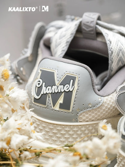 KAALIXTO&MEDM joint genuine silver gray bread shoes 2024 spring and summer new niche design star shoes