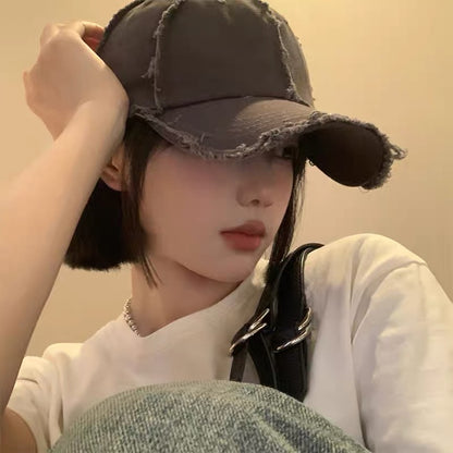 Old baseball cap for women in spring and summer, small retro all-match baseball cap, Japanese style deep top, wide brim, big head circumference hat