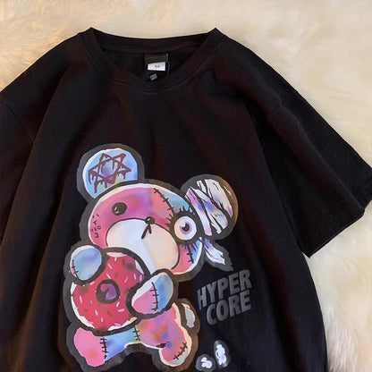 Oversize men's and women's 2023 new loose Hong Kong style round neck pullover bottoming casual bf short-sleeved T-shirt (S0627)