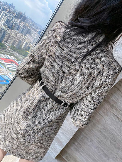 French high-end dress for women 2023 new early autumn temperament women's small waist slimming retro skirt (B1410)