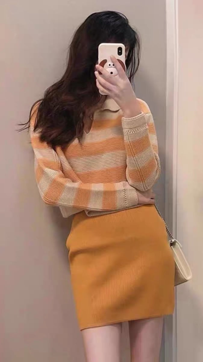 Early autumn with a complete set of 2023 women's French milk tea style winter wear dress small fragrance suit