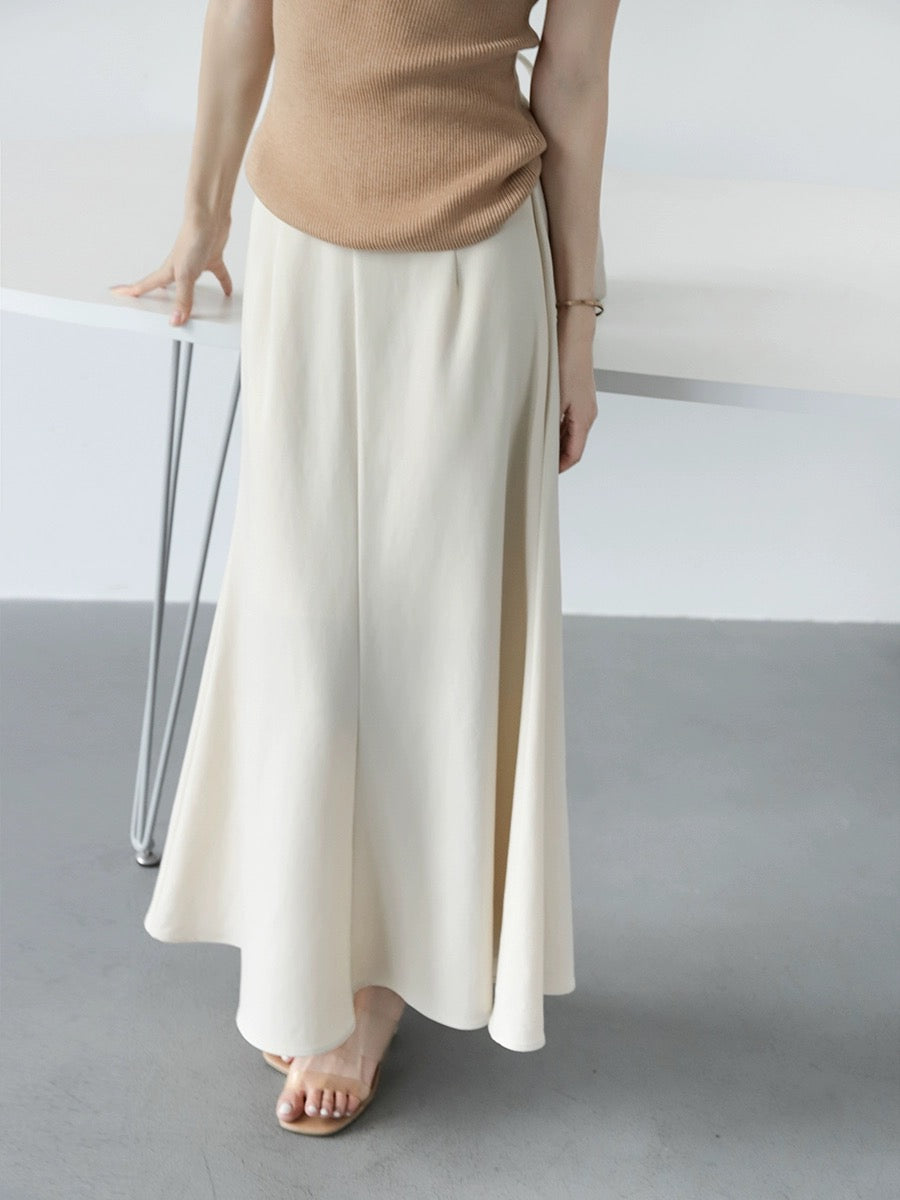 MZOMXO French elegant Hepburn style half-length fishtail skirt for women, high-end drape, slim high-waisted A-line hip-hugging long skirt