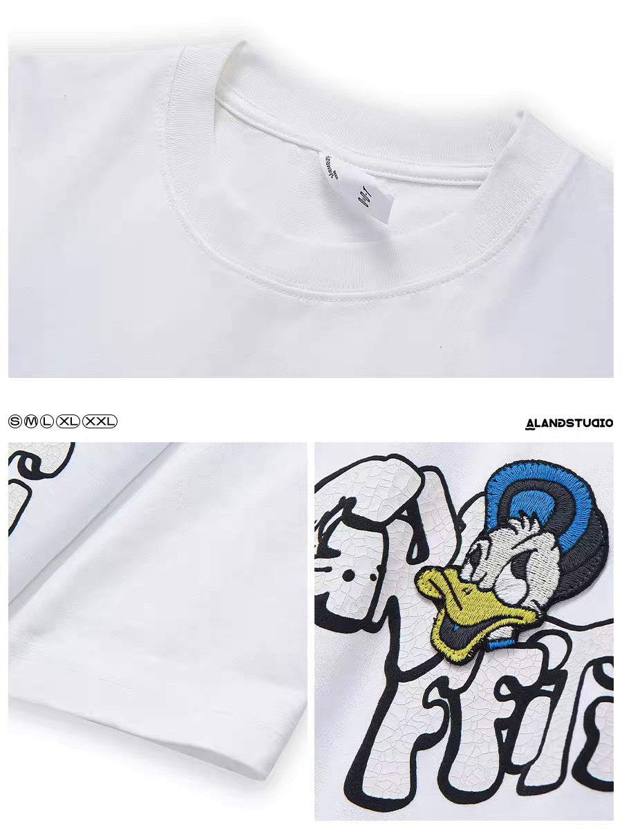 Xu Tailang American cartoon graffiti print short-sleeved T-shirt men's summer trendy brand men's cotton half-sleeved hip-hop top