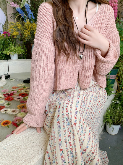 Berry Like You and Huan Big Customized Beige High Waist Floral Skirt Women's Slim and Versatile A-Line Long Skirt