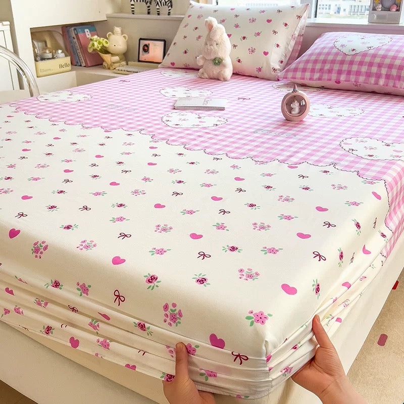 A-grade mother and baby grade pure cotton fitted sheet, single piece, pure cotton mattress protector, bed cover, dust cover, bed cover, 1.5 three-piece set