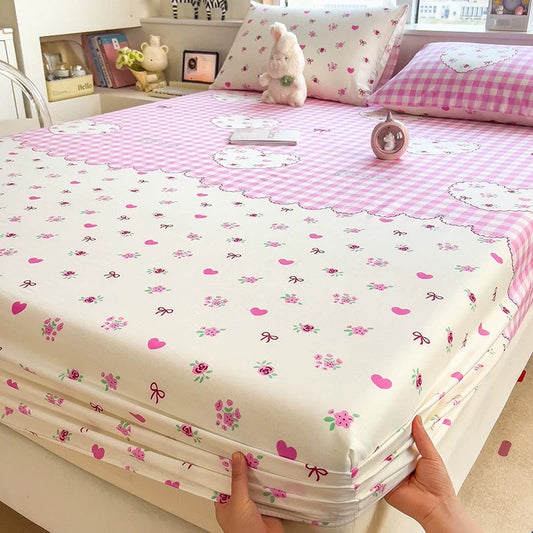 A-grade mother and baby grade pure cotton fitted sheet, single piece, pure cotton mattress protector, bed cover, dust cover, bed cover, 1.5 three-piece set