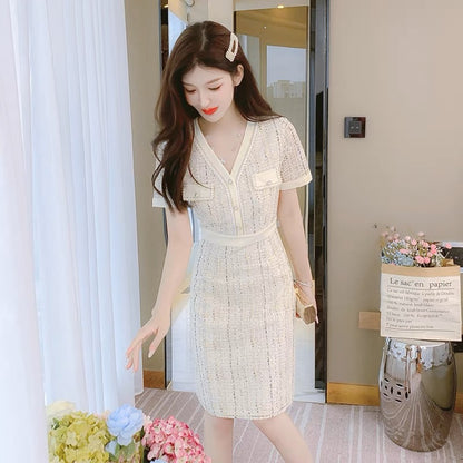 French high-end small fragrant dress for women summer 2023 new style temperament socialite age reduction beautiful western style skirt (D4441)