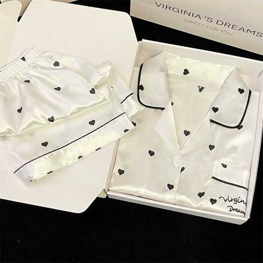 2024 new ice silk pajamas women's short-sleeved summer thin silk can be worn outside home clothes suit spring and summer
