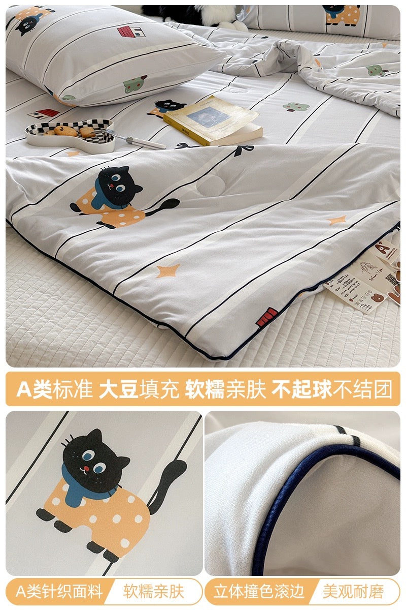 Class A soybean fiber knitted cotton summer cool quilt machine washable summer children's thin quilt spring and autumn summer air conditioning quilt