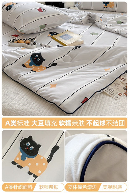 Class A soybean fiber knitted cotton summer cool quilt machine washable summer children's thin quilt spring and autumn summer air conditioning quilt