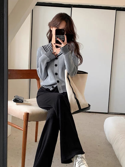 Yang Paopao Apricot College Style Knitted Cardigan Women's 2023 Spring New Loose Korean Style Versatile Sweater Top
