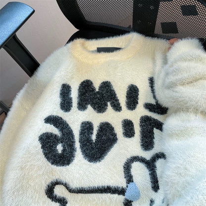 Milk fufu sweet and gentle style cute rabbit soft waxy sweater men and women autumn and winter niche mink fleece knitted sweater jacket