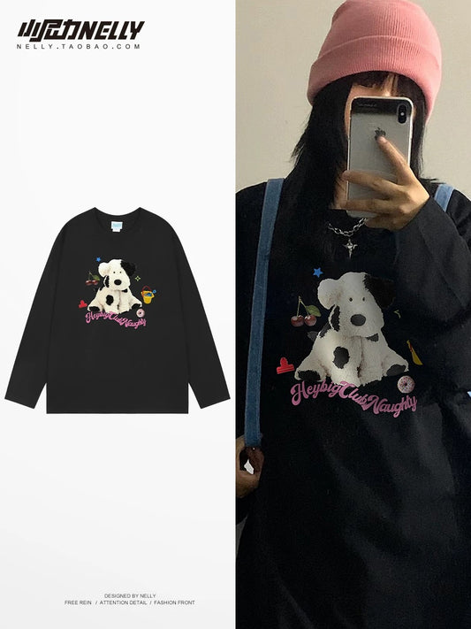 American cartoon cat print round neck short sleeve men and women summer 2025 couple pure cotton t-shirt half sleeve bottoming shirt trend