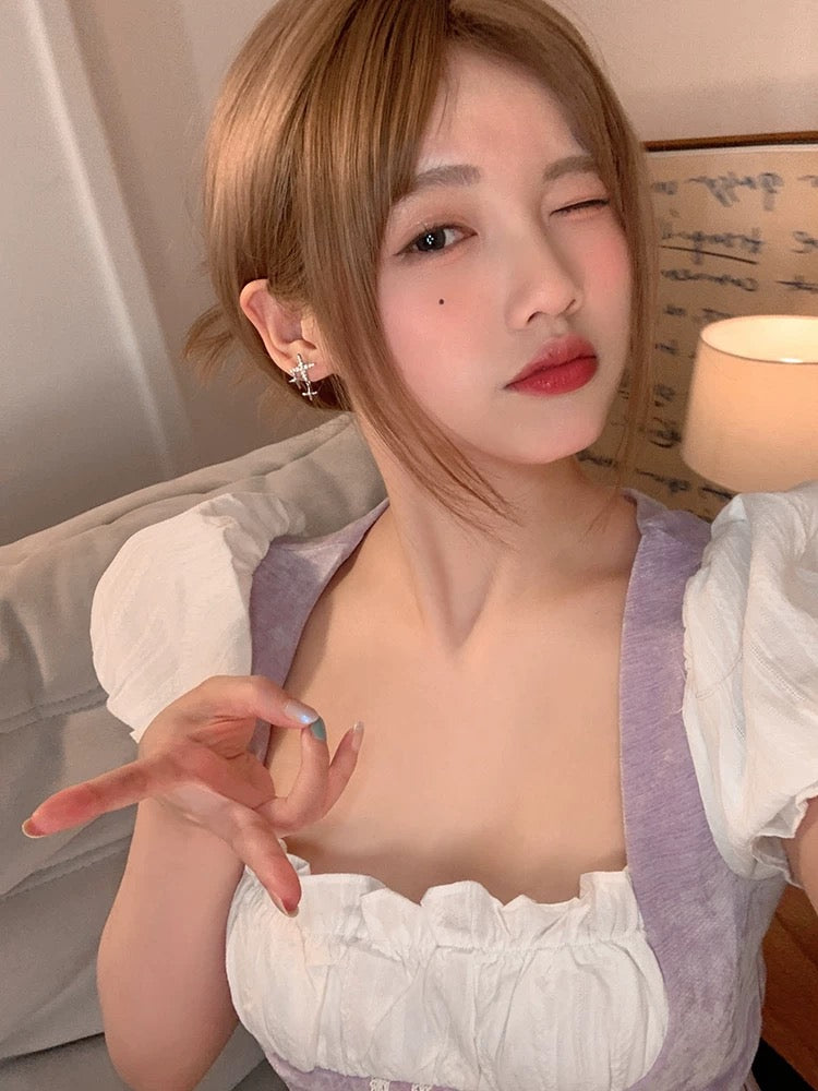 Exquisite and simple four-pointed star earrings for women, high-end diamond earrings without piercings, ear clips, versatile new earrings