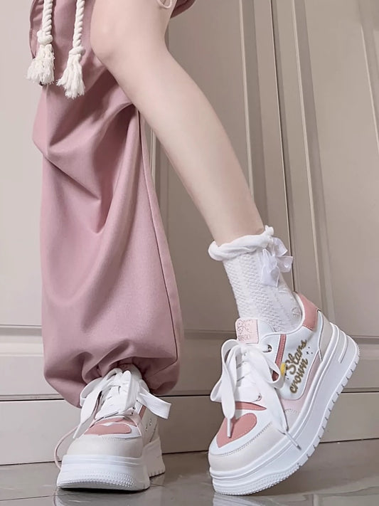 Wufentian Star Crown Original 2023 Spring New Casual Shoes for Female Students All-match Cute Ultra-light Sneakers