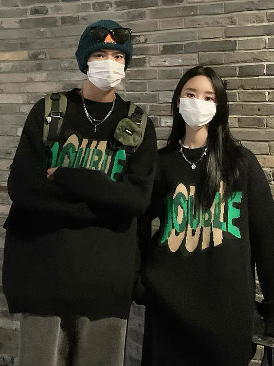 Special couple sweaters for men and women in autumn and winter 2023 new ins high-end sense, different lazy style and thickening (N0214)